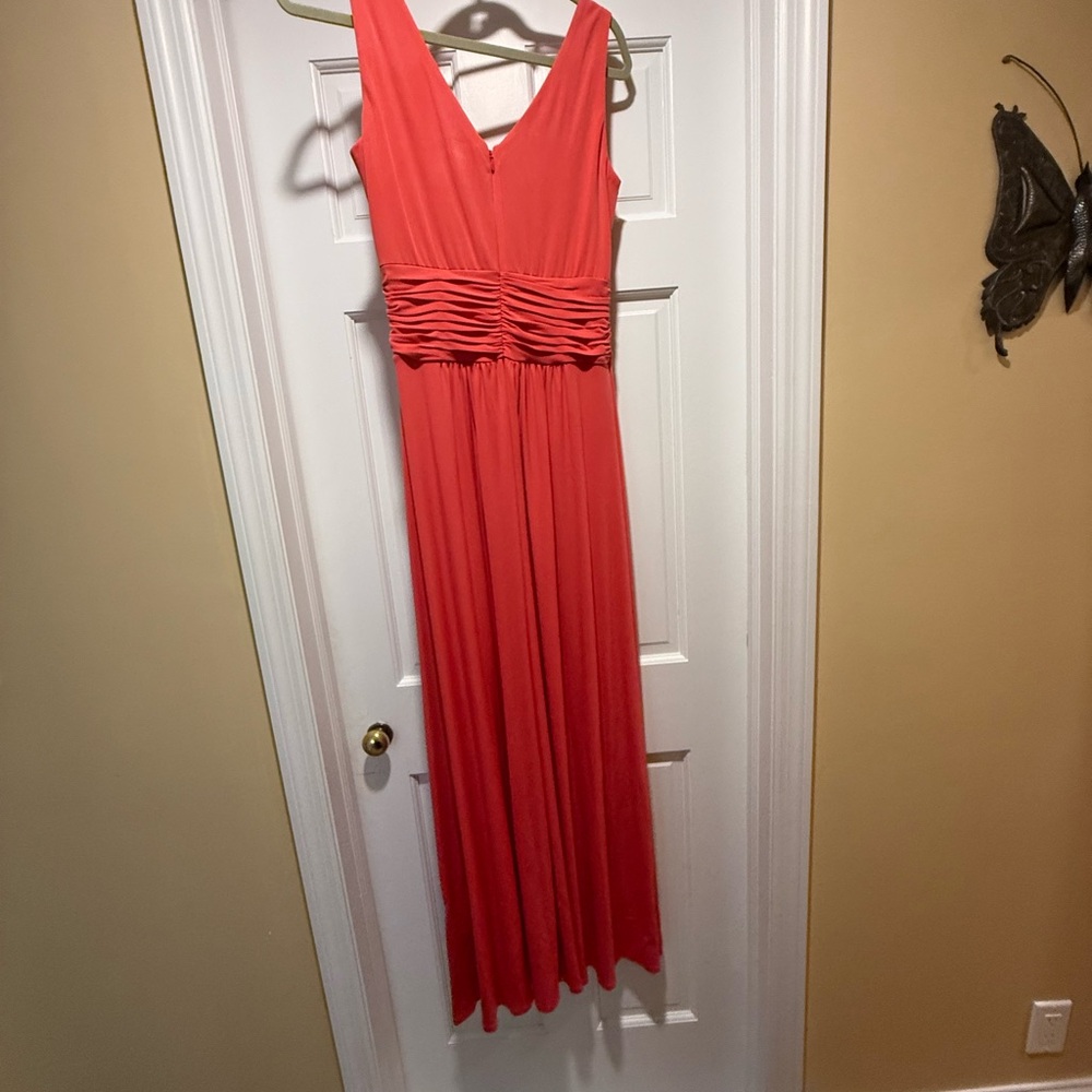 Signature by Sangria Vibrant Coral Maxi Dress